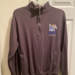 Memphis Tigers Men's Navy Blue Stretch Cotton Quarter Zip Sweater/Jacket.